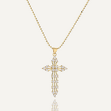 Royal Design Cross Pendant Necklaces For Women Girls,Cubic Zirconia Accessories Stainless Steel Chain Party Daily Jewelry