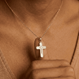 Pearly Divine Reflection Cross Necklace