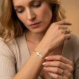 Gold Horizontal Cross Bracelet