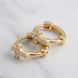Cross Hoop Earrings with Zircons