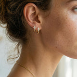 Cross Hoop Earrings with Zircons