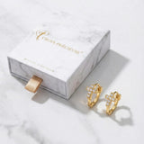 Cross Hoop Earrings with Zircons