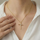 Modern Gold Cross Necklace with Zircon
