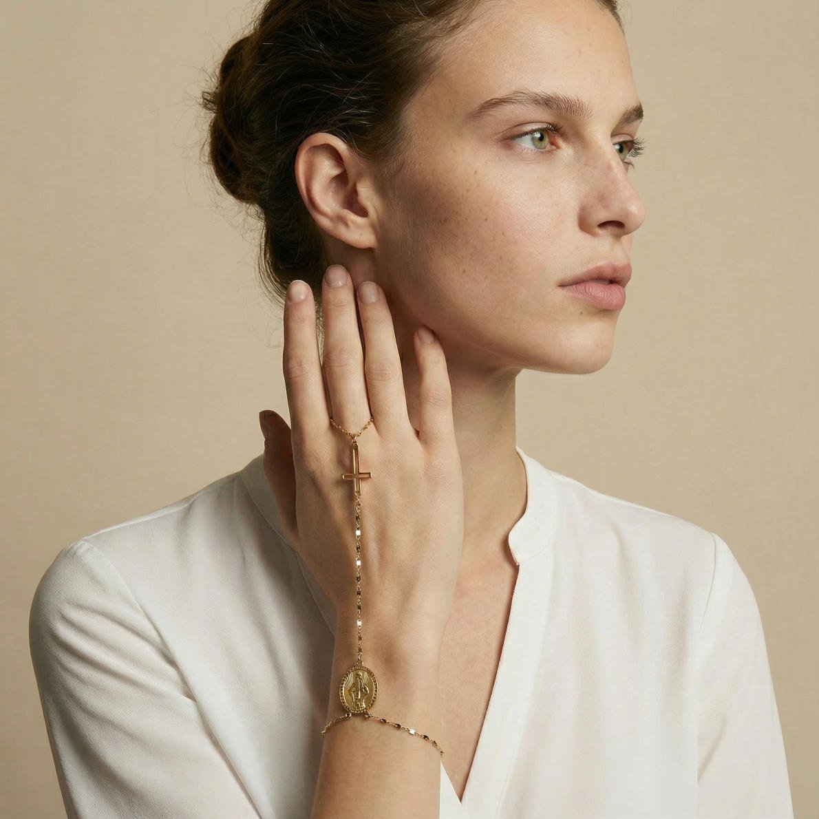 Sacred Duo Bracelet – Cross & Miraculous Virgin