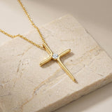 Modern Gold Cross Necklace with Zircon