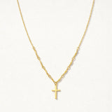 Gold Cross Necklace with Wavy Links