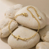 Gold Horizontal Cross Bracelet