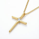 Modern Gold Cross Necklace with Zircon