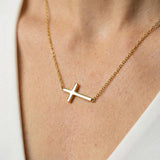 Fine Horizontal Cross Necklace