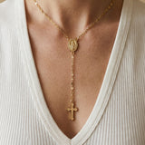 Golden Grace Rosary Cross Necklace