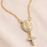 Virgin Mary & Divine Cross Necklace