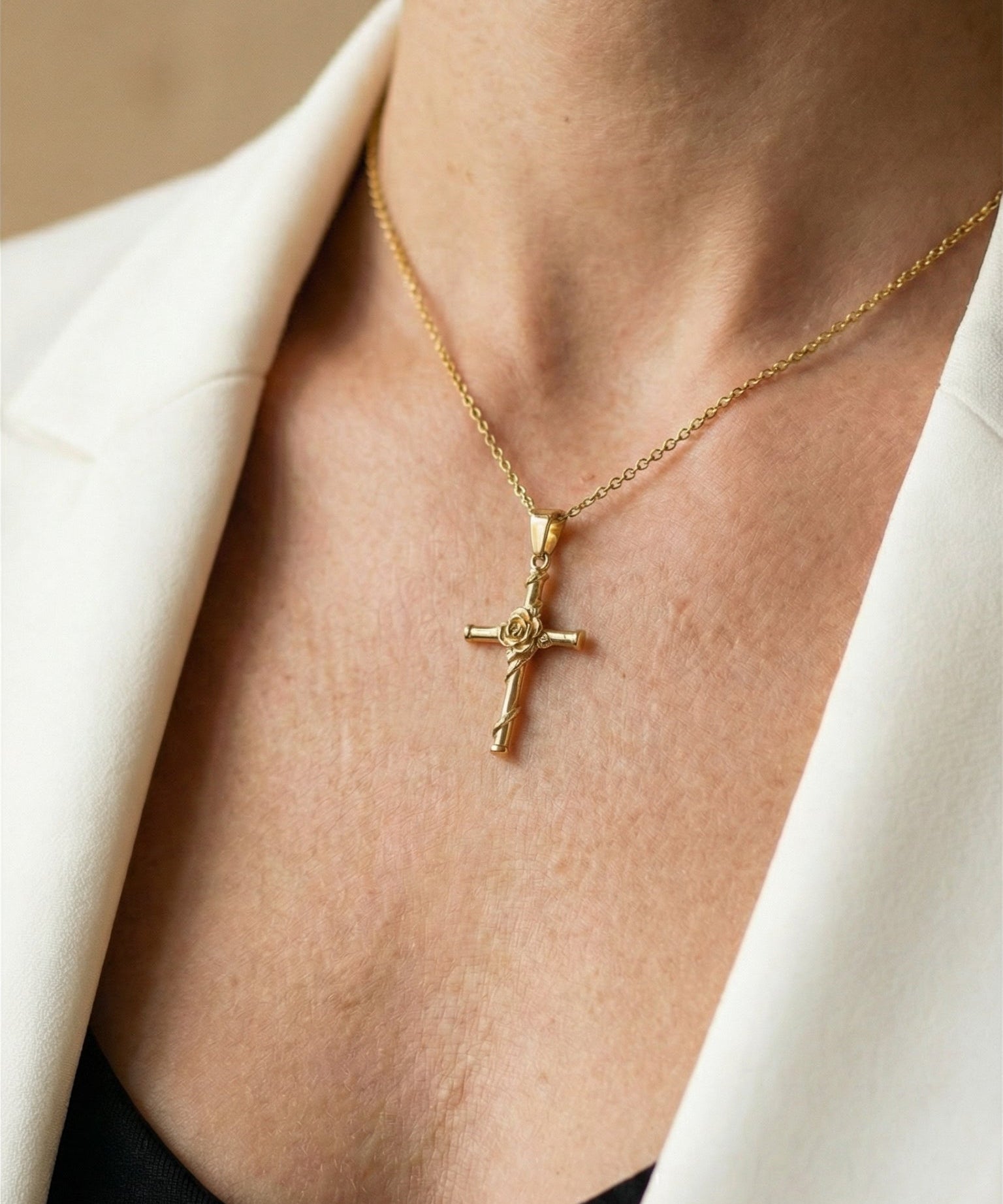 Pink Cross Pendant Necklace
