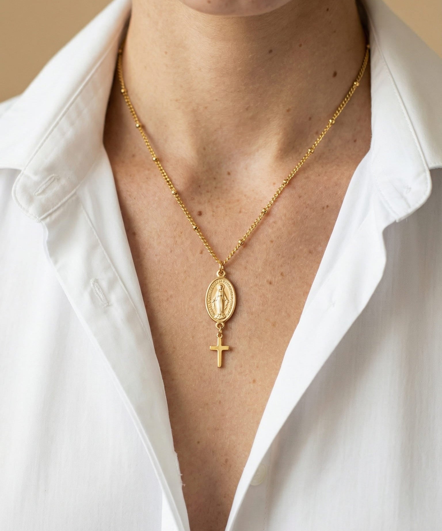 Elegant Miraculous Medal Cross Necklace