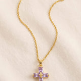 Rectangular Crystal Cross Necklace