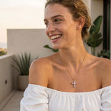 Rectangular Crystal Cross Necklace