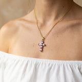 Rectangular Crystal Cross Necklace