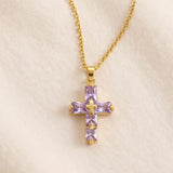 Rectangular Crystal Cross Necklace