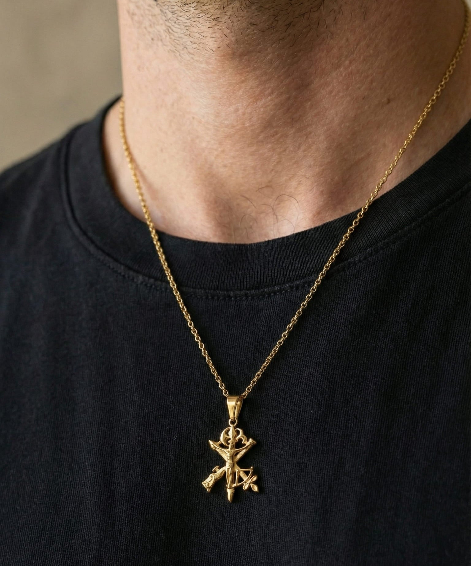 Sculpted Christ Cross Necklace