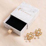 Pearl Cross Earrings
