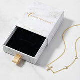 Horizontal Cross Necklace with Zircons