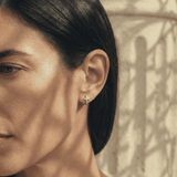 Silver Cross Hoop Earrings with Zircons
