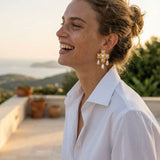 Pearl Cross Earrings