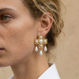 Pearl Cross Earrings