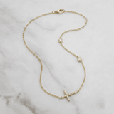 Horizontal Cross Necklace with Zircons