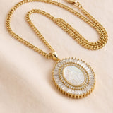Virgin Mary Mother-of-Pearl Medal Necklace