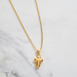 Gold Cross Necklace with Rounded Shapes
