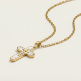 Pearly Divine Reflection Cross Necklace