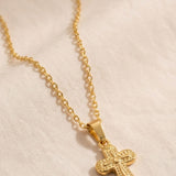 Vintage Relief Cross Necklace