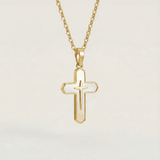 Pearly Divine Reflection Cross Necklace