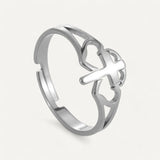 Intertwined Heart Cross Ring