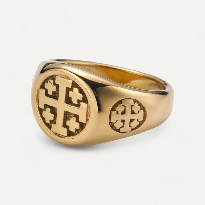 Gold Jerusalem Cross Ring