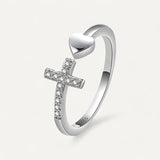 Silver Cross and Heart Ring