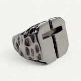 Textured Cross Ring for Men