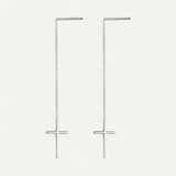 Long Chain Cross Earring