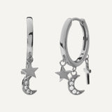 Moon & Star Cross Hoop Earrings