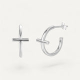 Gold-Plated Cross Hoop Earrings