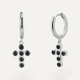 Black Onyx Cross Earrings