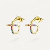 Open Gold Cross Earrings