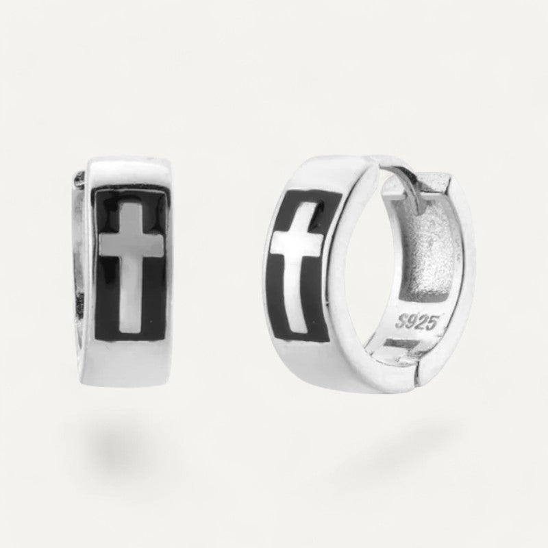 Men’s Silver Cross Earrings