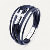 Men’s Leather Cross Bracelet