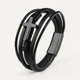 Men’s Leather Cross Bracelet