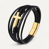 Men’s Leather Cross Bracelet