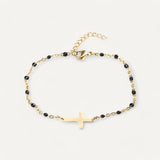 Gold Cross Bracelet with Beads