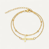 Double Chain Cross Bracelet