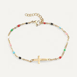Multicolored Beaded Cross Bracelet