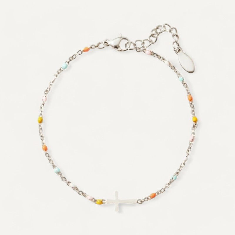 Minimalist Beaded Cross Bracelet